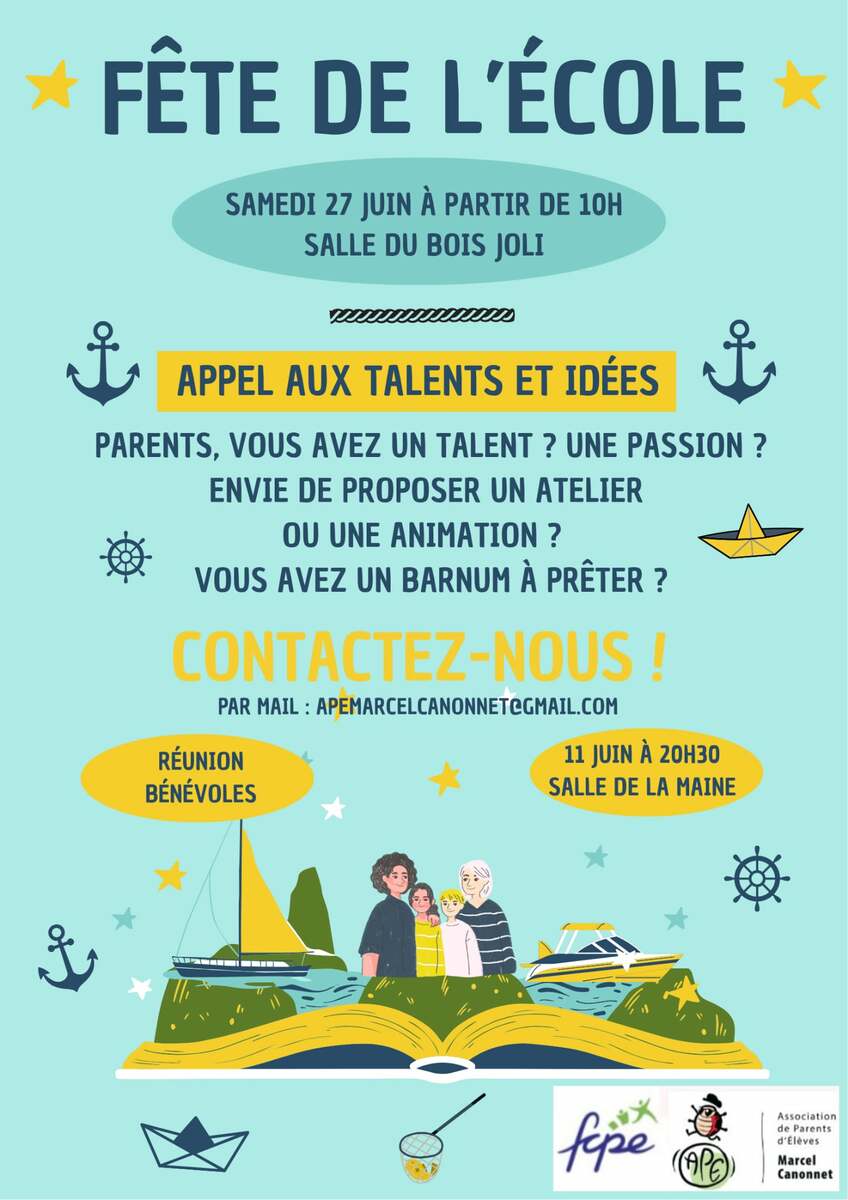 Fête de l'école - 27/06/26- Appel aux talents et idées