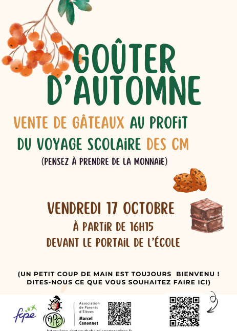 GOÛTER DES VACANCES D'AUTOMNE