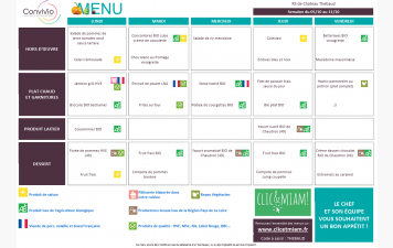 REPAS CANTINE: 5 au 9 octobre 2026