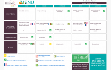 REPAS CANTINE - Vacances scolaires : 26 au 30 octobre 2026