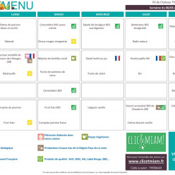 REPAS CANTINE: 8 au 12 juin 2026