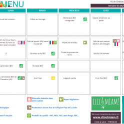 REPAS CANTINE - Vacances scolaires : 26 au 30 octobre 2026